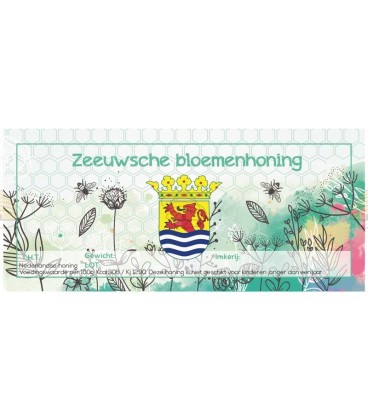 Aquarel Zeeuwse bloemenhoning etiket (rechthoekig)