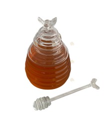 Glazen honingpotje klein en 350 gram honing
