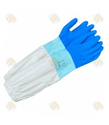 Imkerhandschoenen, rubber & katoen blauw (BeeFun)