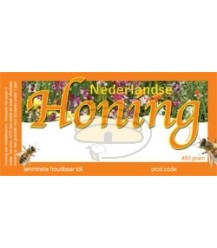 Honingetiket oranje voor 450 gr bloemen met of zonder soortnaam