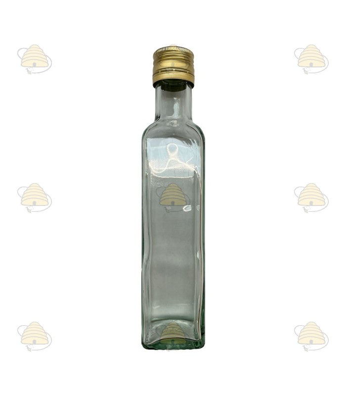 hypotheek Diverse Ananiver Vierkante glazen fles met metalen draaidop 250 ml, per 8 stuks