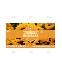 Honingetiket Zonnebloemen orangje Nederlandse bloemenhoning