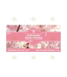 Honingetiket Appelbloesem roze Nederlandse bloemenhoning