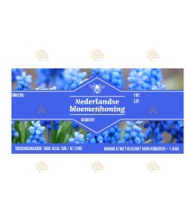 Honingetiket Blauw druifje Nederlandse bloemenhoning