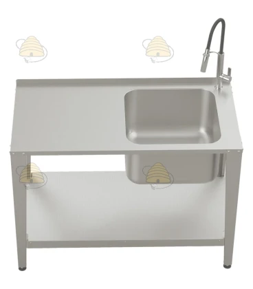 Honingproductietafel met spoelbak en kraan RVS - 150 cm