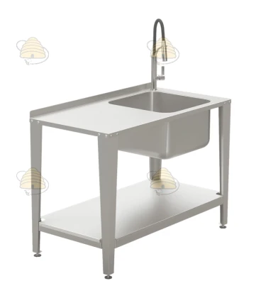 Honingproductietafel met spoelbak en kraan RVS - 150 cm