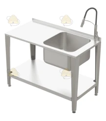 Honingproductietafel met spoelbak en kraan RVS - 150 cm