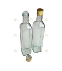 Vierkante glazen fles met metalen draaidop 500 ml, per 21 stuks