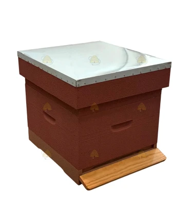 Spaarkast grenen (1bk, 1hk) - terracotta geverfd