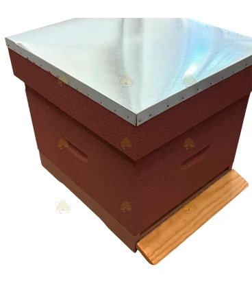 Spaarkast grenen (1bk, 1hk) - terracotta geverfd