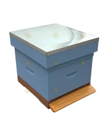 Spaarkast grenen (1bk, 1hk) - lichtblauw geverfd