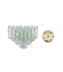 Ronde glazen potten 60 stuks - 375 ml / 450 gram, met keuze uit deksels (TO 63 mm)