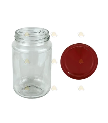 Ronde glazen potten 60 stuks - 375 ml / 450 gram, met keuze uit deksels (TO 63 mm)