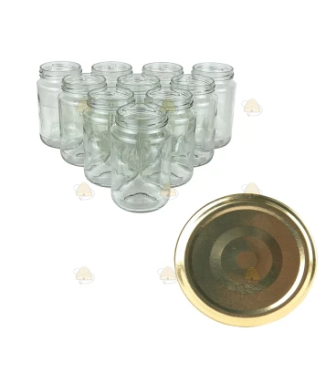 Glazen jampotten rond 60 stuks - 375 ml / 450 gram, met keuze uit RSB-klikdeksels (TO 63 mm)