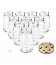 Ronde glazen potten 60 stuks - 375 ml / 450 gram, met keuze uit deksels (TO 63 mm)