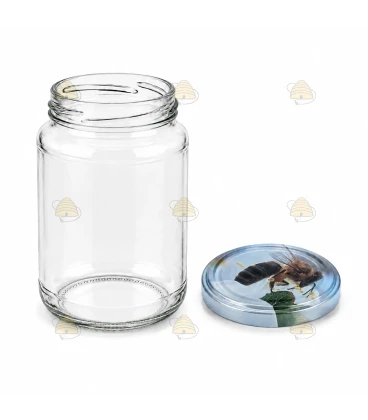Ronde glazen potten 60 stuks - 375 ml / 450 gram, met keuze uit deksels (TO 63 mm)