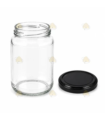 Ronde glazen potten 60 stuks - 375 ml / 450 gram, met keuze uit deksels (TO 63 mm)