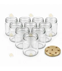Ronde glazen potten 60 stuks - 212 ml / 250 gram, met keuze uit deksels (TO 63 mm)
