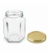 Hexagonale glazen potten 60 stuks - 278 ml / 350 gram, met keuze uit deksels (TO 63 mm)