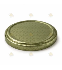 Deksel goudkleurig raat motief zonder bijen, 82 mm TO, 12 stuks