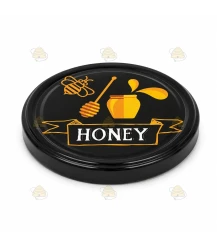 Deksels zwart & geel ''Honey'', 82 mm TO deksels, 12 stuks