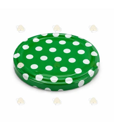 Deksels groen met stippen, 82 mm TO deksels, 12 stuks