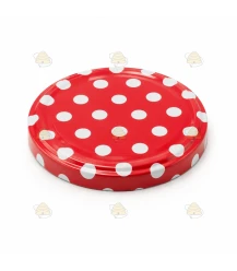 Deksels rood met stippen, 82 mm TO deksels, 12 stuks