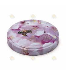Deksel Bij op roze bloesem, 82 mm TO , 12 stuks