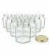 Hexagonale glazen potten 48 stuks - 390 ml / 500 gram, (TO 70 mm)