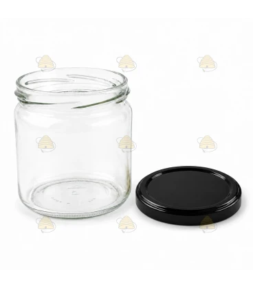 Ronde glazen potten 36 stuks - 388 ml / 500 gram, met keuze uit deksels (TO 82 mm)