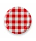 Doos deksels rood/wit jampot (klik knop / RSB) , 63 mm TO - 1300 stuks