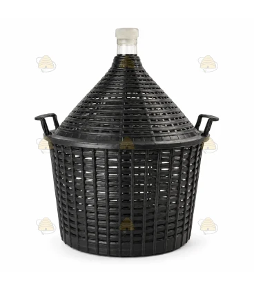 Glazen mandfles 15 L met plastic stop