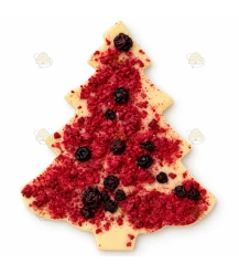 Witte honingchocolade kerstboom met framboos en bosbes - 85 gram
