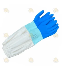 Imkerhandschoenen, rubber & katoen blauw - BeeFun®