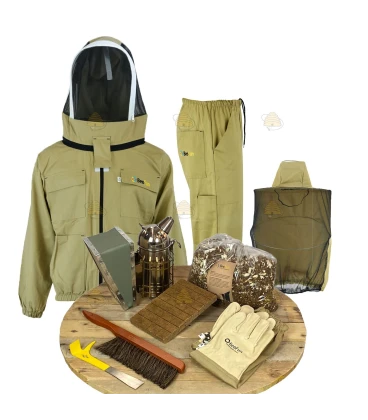 Starterspakket Deluxe bijenhouden - kaki jack/broek Engels